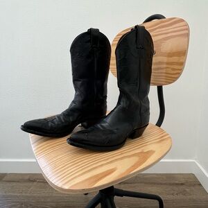 Classic Black Leather Cowboy Boots